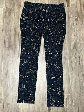 Anthropologie Pilcro Serif Corduroy Pants Size 29 Navy Paisley Skinny Inseam 31